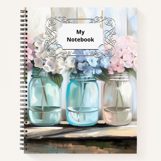 Blossom Hydrangea Mason Jars Notitieboek (Voorkant)