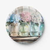  Blossom Hydrangea Mason Jars Papieren Bordje (Voorkant)