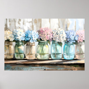  Blossom Hydrangea Mason Jars Poster