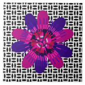 Blossom in roze en Paars op zwart-wit Tegeltje (Voorkant)
