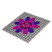 Blossom in roze en Paars op zwart-wit Tegeltje (Zijkant)