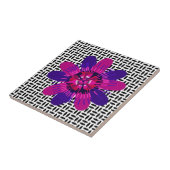 Blossom in roze en Paars op zwart-wit Tegeltje (Zijkant)