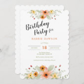 Blossom in Waterverf Birthday Party Kaart (Voorkant / Achterkant)