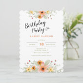 Blossom in Waterverf Birthday Party Kaart (Staand voorkant)