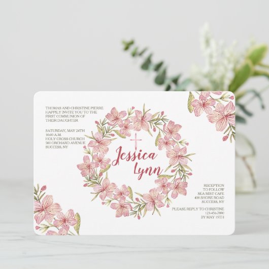 Blossom Krans uitnodiging (Staand voorkant)