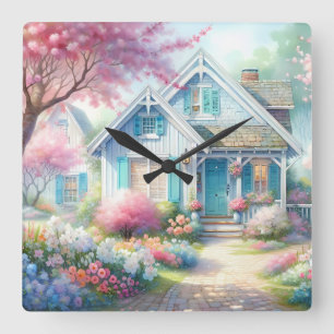 Blossom Lane Blauwe Cottage Tuin Vierkante Klok