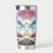 Blossom Lane Blue Cottage Garden Geïsoleerde Drinkbeker (Rechts)