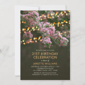 Blossom Lights Rustic Floral 21st Birthday Kaart (Voorkant)