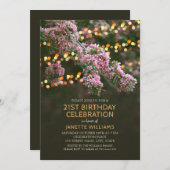 Blossom Lights Rustic Floral 21st Birthday Kaart (Voorkant / Achterkant)