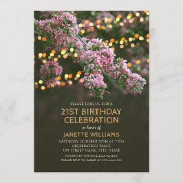 Blossom Lights Rustic Floral 21st Birthday Kaart