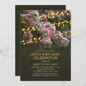 Blossom Lights Rustic Floral 60th Birthday Kaart (Voorkant / Achterkant)