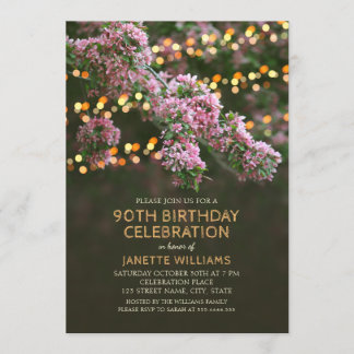 Blossom Lights Rustic Floral 90th Birthday Kaart