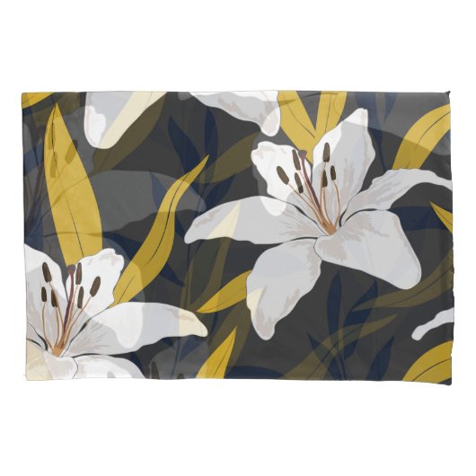 Blossom Lily: Trendy bloemennaadloos. Kussensloop (Voorkant)