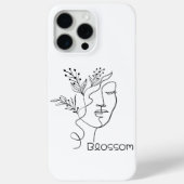 Blossom Line Art Vrouw Hoofd Elegant Minimaal Zwar Case-Mate iPhone Case (Achterkant)