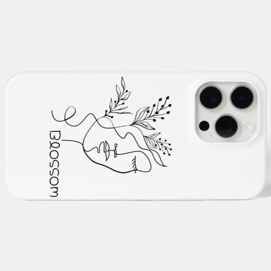Blossom Line Art Vrouw Hoofd Elegant Minimaal Zwar Case-Mate iPhone Case (Achterkant (horizontaal))