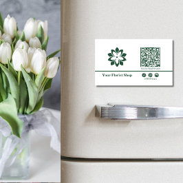 Blossom Logo Bloemist Groen & Wit Magnetisch Visitekaartje