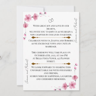 Blossom Love Wedding Invitation Kaart