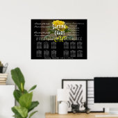 Blossom monogram naam bruiloft Zitkaart Bloem Poster (Thuiskantoor)