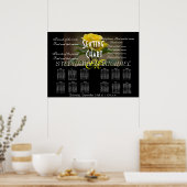 Blossom monogram naam bruiloft Zitkaart Bloem Poster (Keuken)