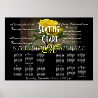 Blossom monogram naam bruiloft Zitkaart Bloem Poster