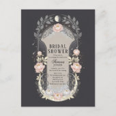 Blossom Moon Celestial Art Nouveau Bridal Shower Uitnodiging Briefkaart (Voorkant)