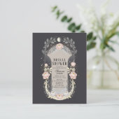 Blossom Moon Celestial Art Nouveau Bridal Shower Uitnodiging Briefkaart (Staand voorkant)