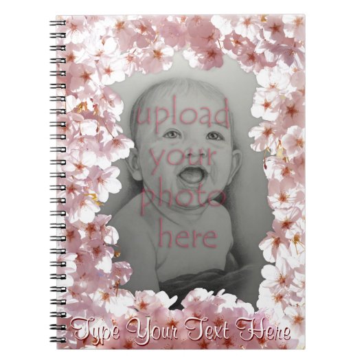 Blossom Notitieboek personaliseert roze bloemen bo (Voorkant)