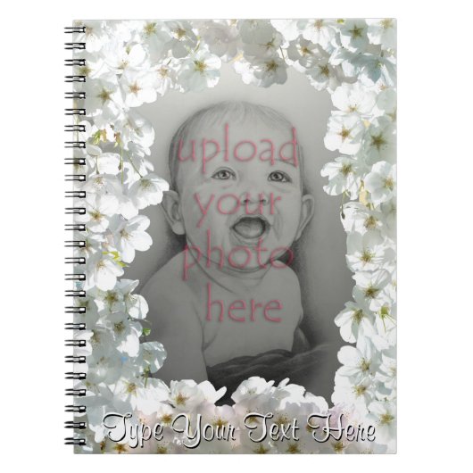Blossom Notitieboek Personaliseert White Flowers B (Voorkant)