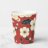 Blossom Nouveau | Elegant Floral Custom Papieren Bekers (Achterkant)