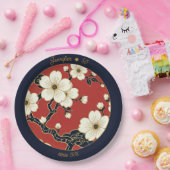 Blossom Nouveau | Elegant Floral Custom Papieren Bordje (Feest)