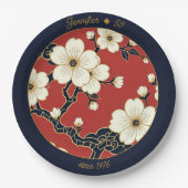 Blossom Nouveau | Elegant Floral Custom Papieren Bordje (Voorkant)