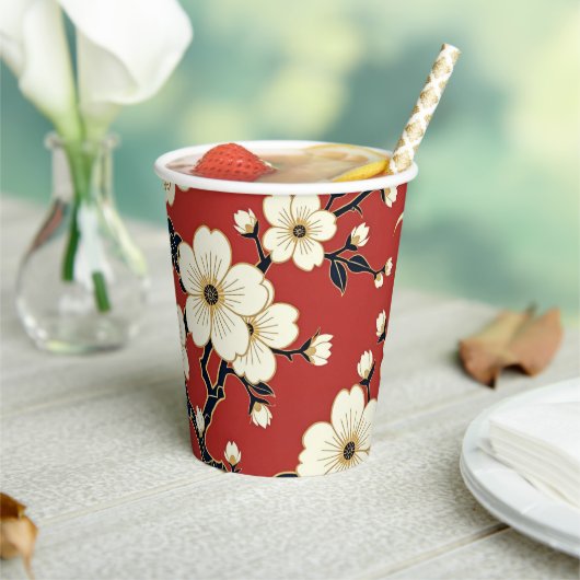 Blossom Nouveau | Elegant Floral Papieren Bekers (Insitu)