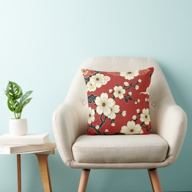 Blossom Nouveau | Elegante bloemkunst Kussen (Stoel)