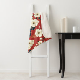 Blossom Nouveau | Elegante bloemkunst Sherpa Deken