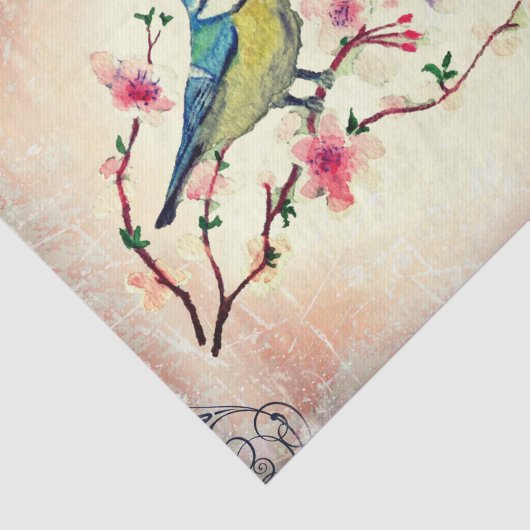 Blossom-ontkoppeling van Birdie in Cherry Tissuepapier (Detail)