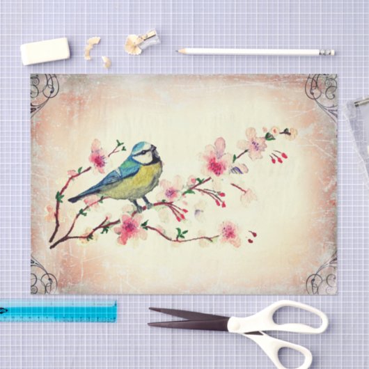 Blossom-ontkoppeling van Birdie in Cherry Tissuepapier (Craft)