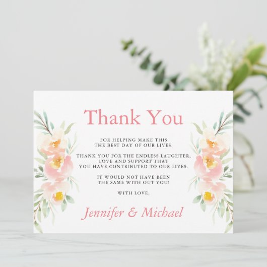 Blossom Peach Weddenschap Bedankt kaarten (Staand voorkant)