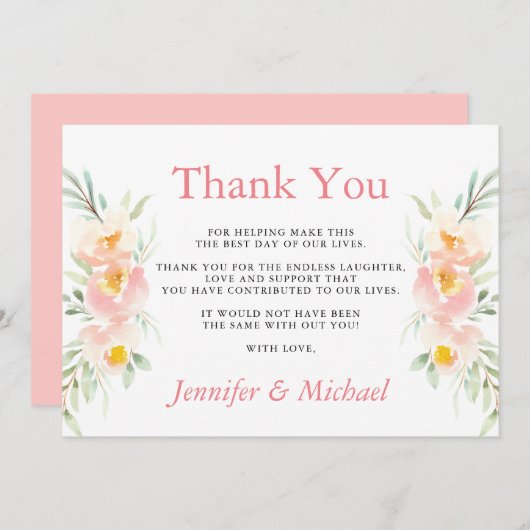 Blossom Peach Weddenschap Bedankt kaarten (Voorkant / Achterkant)