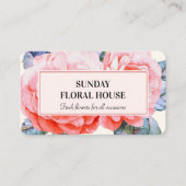 Blossom Peony Waterverf Flower Feminine Visitekaartje (Voorkant)
