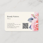 Blossom Peony Waterverf Flower Feminine Visitekaartje (Achterkant)