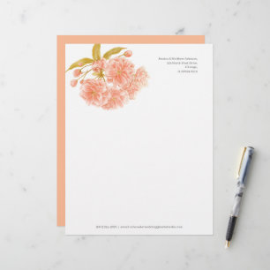 Blossom perzik olijfgroen wit waterverf briefhoofd