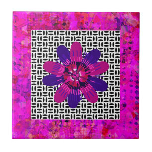 Blossom Petals roze en Paars zwart-wit Tegeltje
