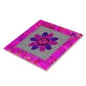 Blossom Petals roze en Paars zwart-wit Tegeltje (Zijkant)