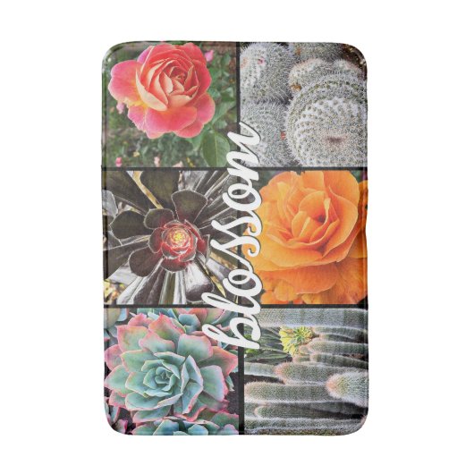 Blossom Quote Cacti Rozen Botanische foto Modern Badmat (Voorkant Verticaal)