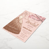 Blossom Roos Goudfolie Bloemenjurk Vrijgezellenfee Folie Uitnodiging (Gedraaid)