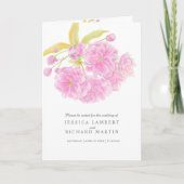 Blossom roze bloemen waterverf kunst bruiloft programma (Voorkant)