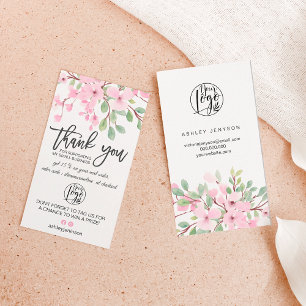 Blossom roze florale logo bedankt visitekaartje
