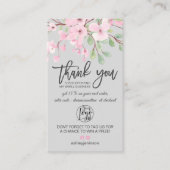 Blossom roze florale logo bedankt visitekaartje (Voorkant)