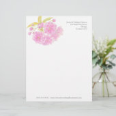 Blossom roze groene waterverf letterkop persoonlijk briefhoofd (Staand voorkant)