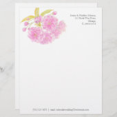 Blossom roze groene waterverf letterkop persoonlijk briefhoofd (Voorkant / Achterkant)